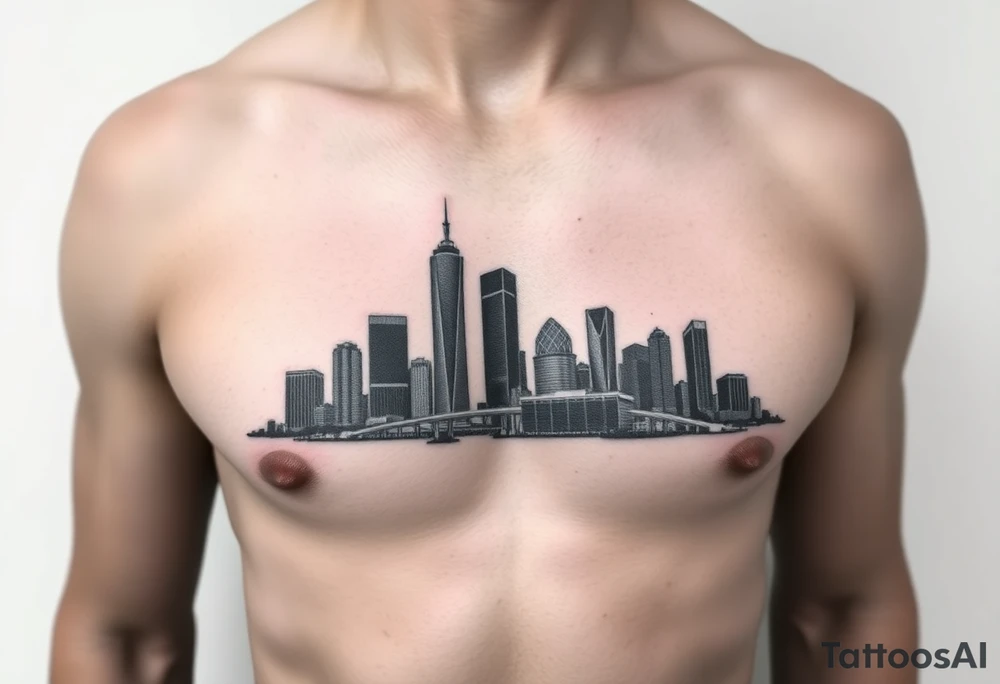 Houston texas skyline real tattoo idea