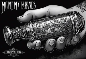 Glass Meth pipe in a hand. 
Underneath the hand the text,  'from my cold dead hands ' tattoo idea