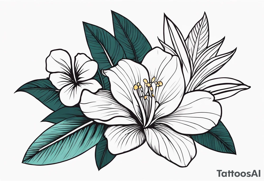 tropical flower sleeve tattoo idea