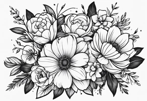 Minimalist bunch of flowers tattoo idea