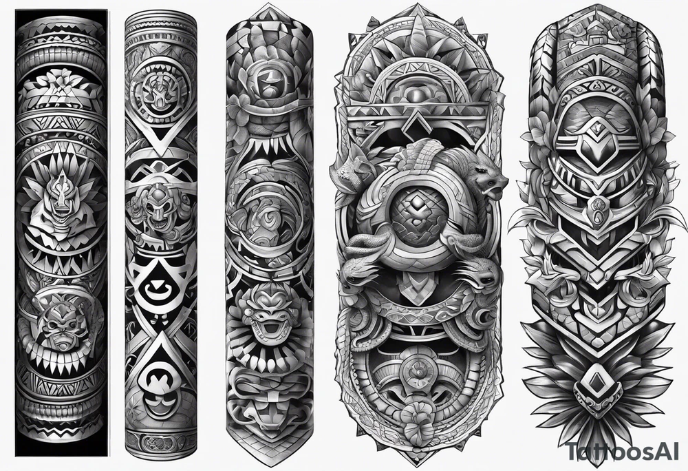aztec snake sleeve tattoo idea