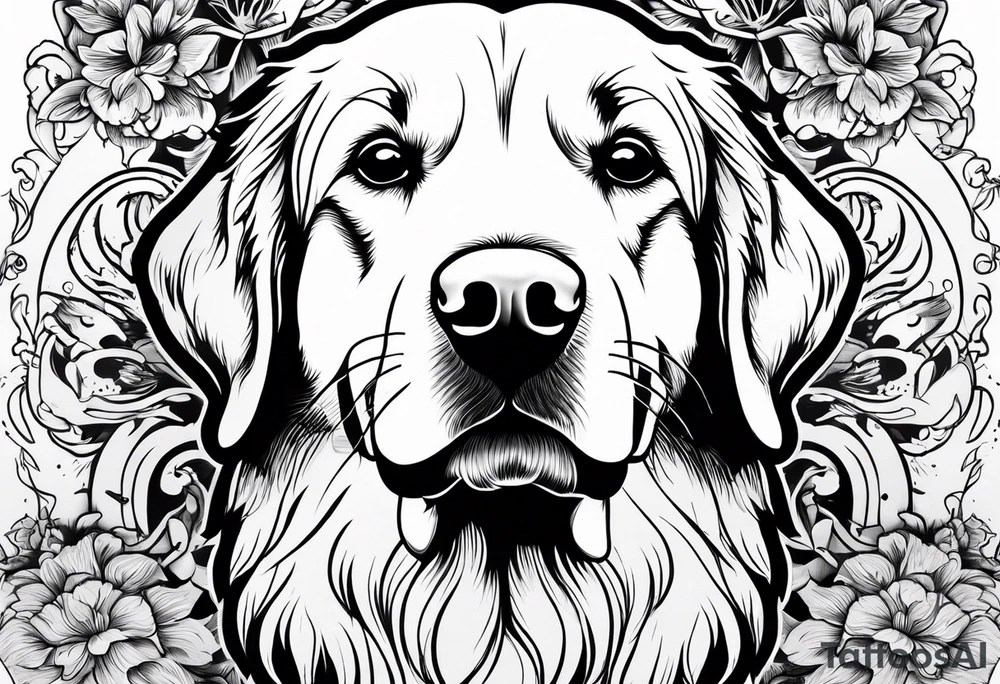 a golden retriever in a gi tattoo idea