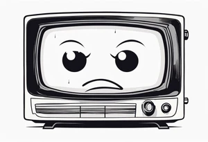 retro television set character with a sad crying face tattoo idea