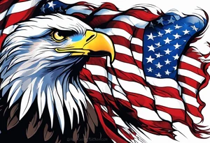 Eagle grabbing america flag with red white and blue blood on talons. tattoo idea