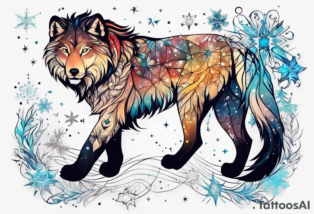 Constellation, animal, snowflake tattoo idea