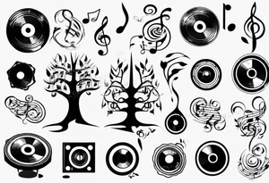 music speaker note tree stave DJ tattoo idea