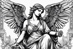 Roman angel with cash tattoo idea