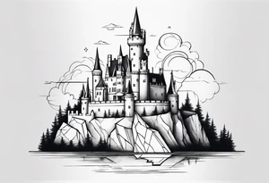 a castle floating in the crystal tattoo idea