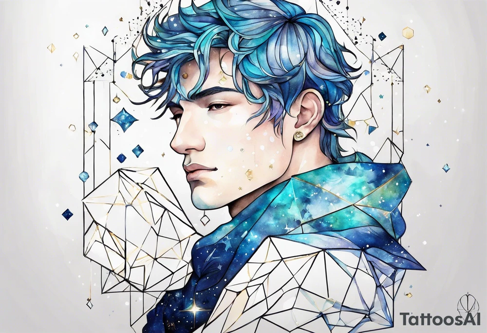 Aquarius geometric constellation calm male tattoo idea
