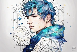 Aquarius geometric constellation calm male tattoo idea