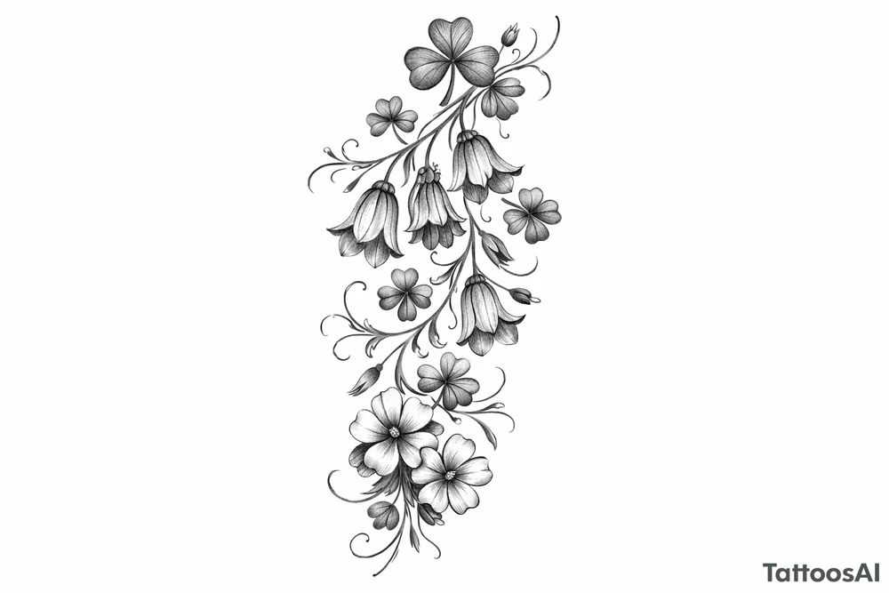 Cascading simple Irish flowers tattoo idea