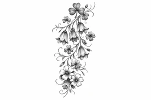 Cascading simple Irish flowers tattoo idea