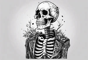 a depressed skeleton with his heart ripped out tattoo idea