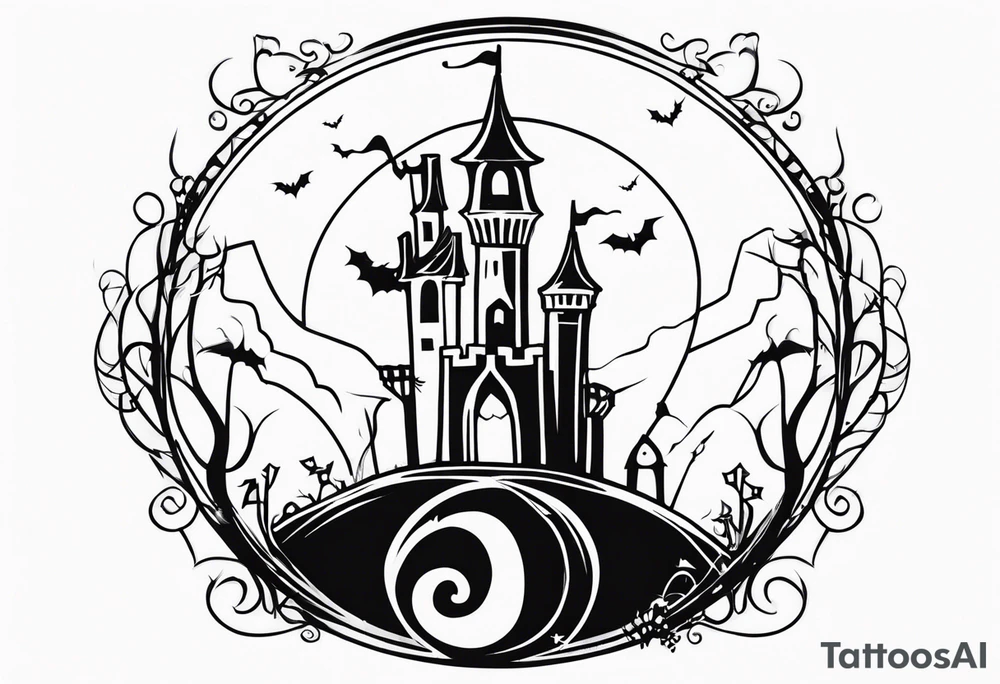 jack skellington and his castle tattoo idea