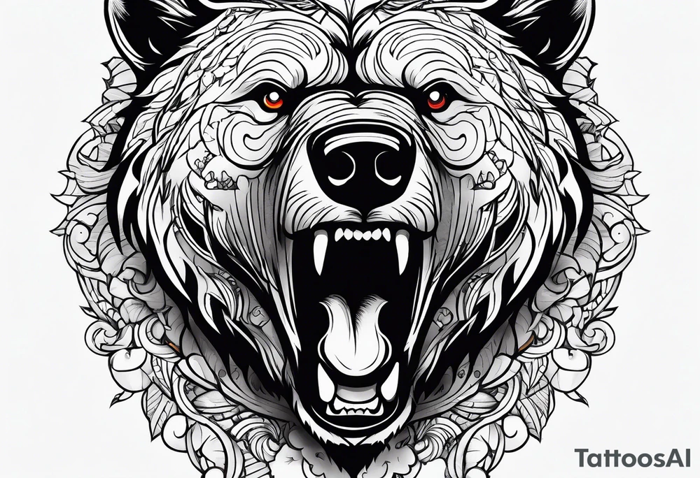 screaming bear tattoo idea