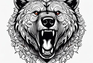 screaming bear tattoo idea