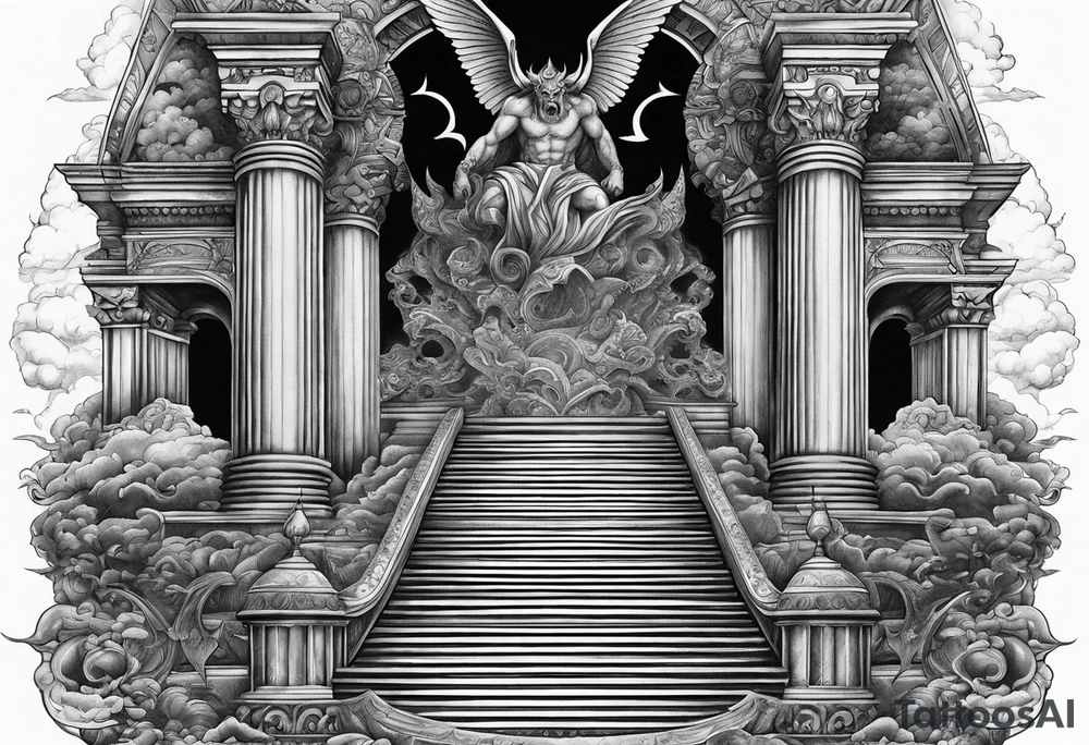 Satan knocked down the stairway to heaven tattoo idea