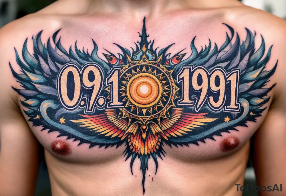Classic 09.10.1991 in Roman numerals across the ribs with deep mahogany ink. tattoo idea