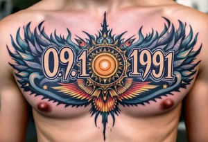 Classic 09.10.1991 in Roman numerals across the ribs with deep mahogany ink. tattoo idea