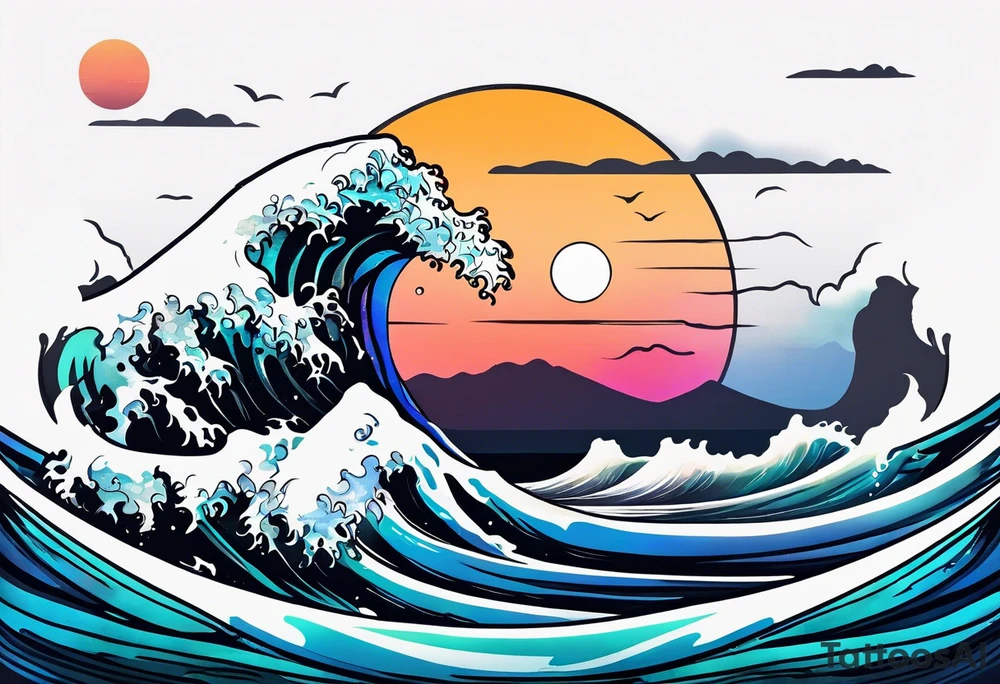 Sea and sunset tattoo.
Minimal. tattoo idea