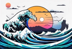 Sea and sunset tattoo.
Minimal. tattoo idea