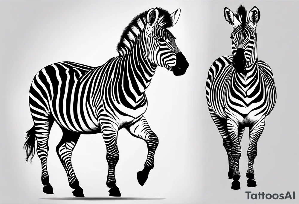 Zebra standing on back legs tattoo idea