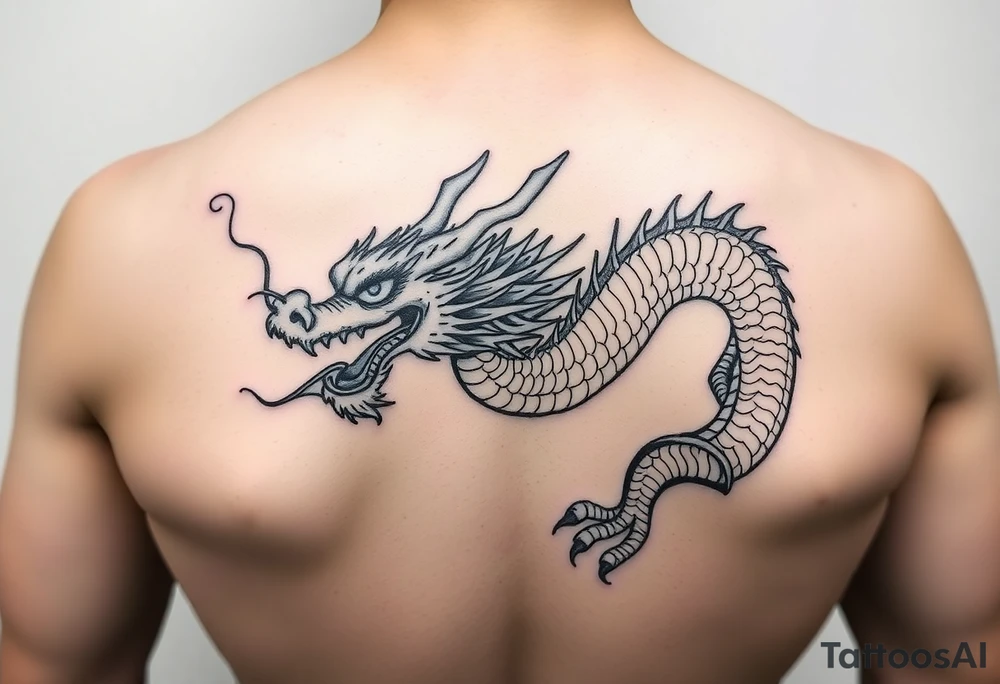 powerful dragon with Chinese style themed on details tattoo idea