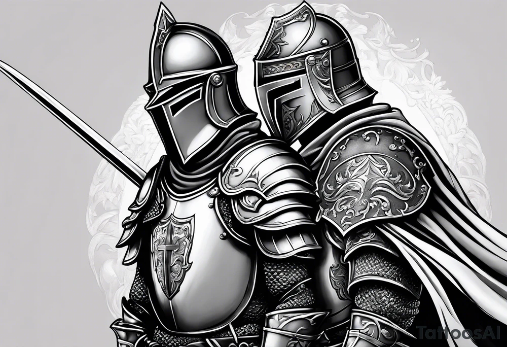 two sexy male knights in heavy armor tattoo idea