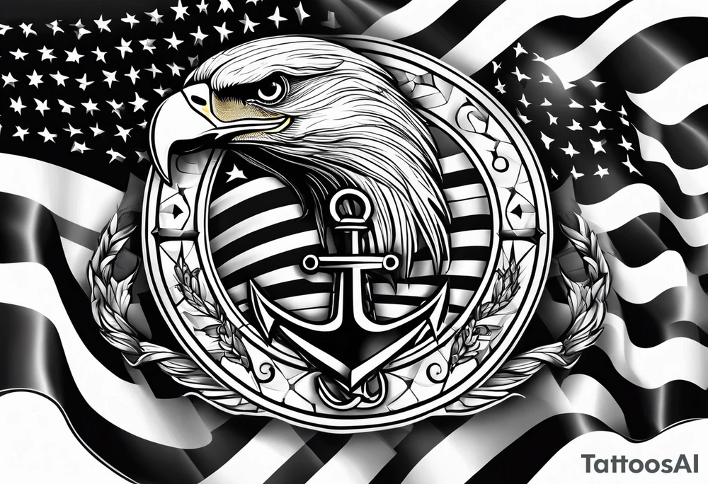 Flag,eagle, anchor tattoo idea