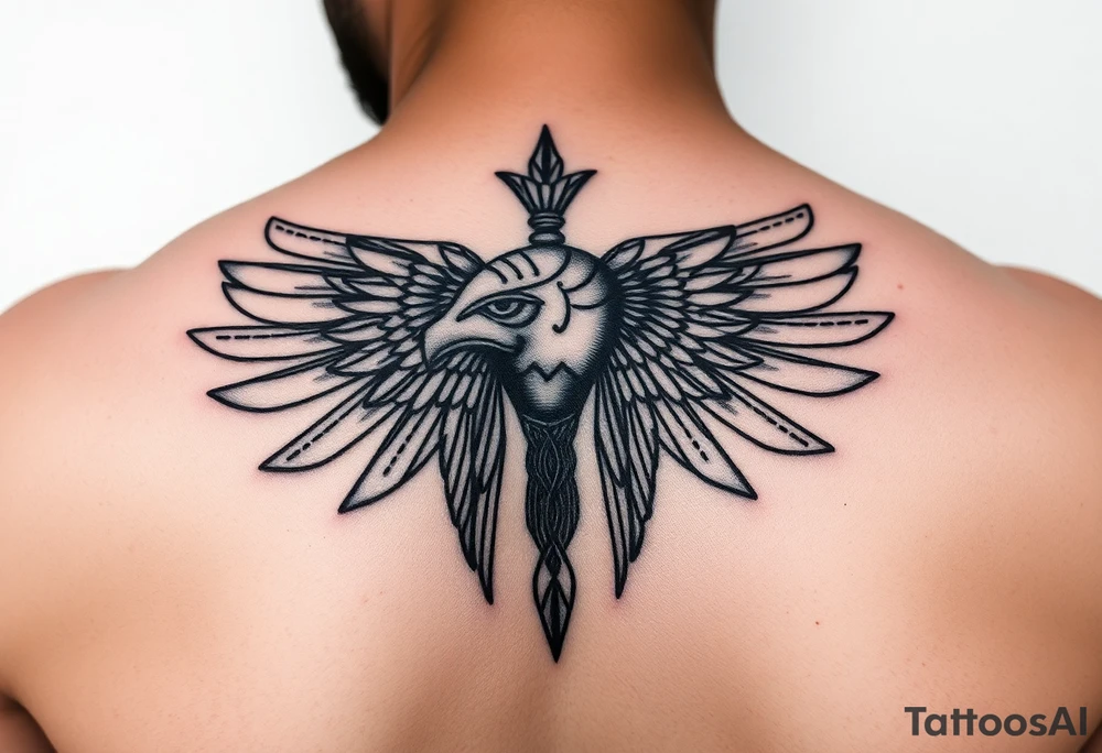 Tatuagem egípcia de um falcão representando a forma animal do deus egipicio Horus tattoo idea