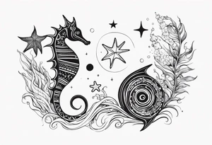 Star fish and sea horse tattoo idea