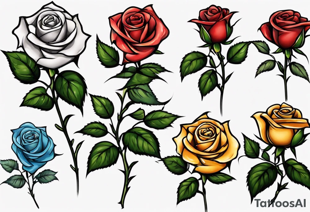 Single Rose with stem tattoo idea