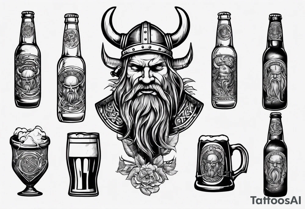 Viking drinking a beer tattoo idea
