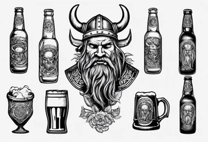 Viking drinking a beer tattoo idea