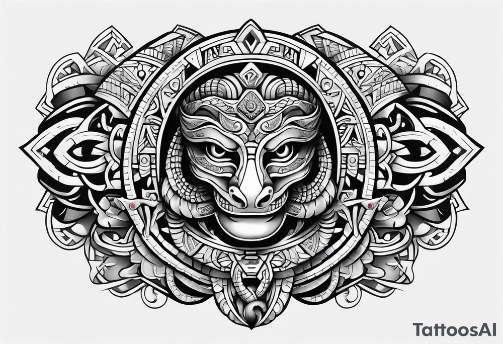 aztec snake sleeve tattoo idea