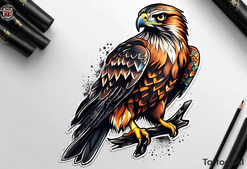 Small cute hawk girly tattoo idea