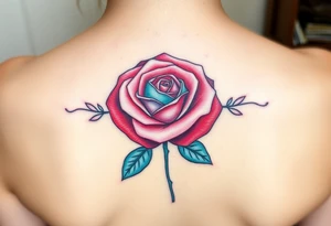 a rose with 3 colors, ruby as the base, aquamarine as the next layer and pink as the middle tattoo idea