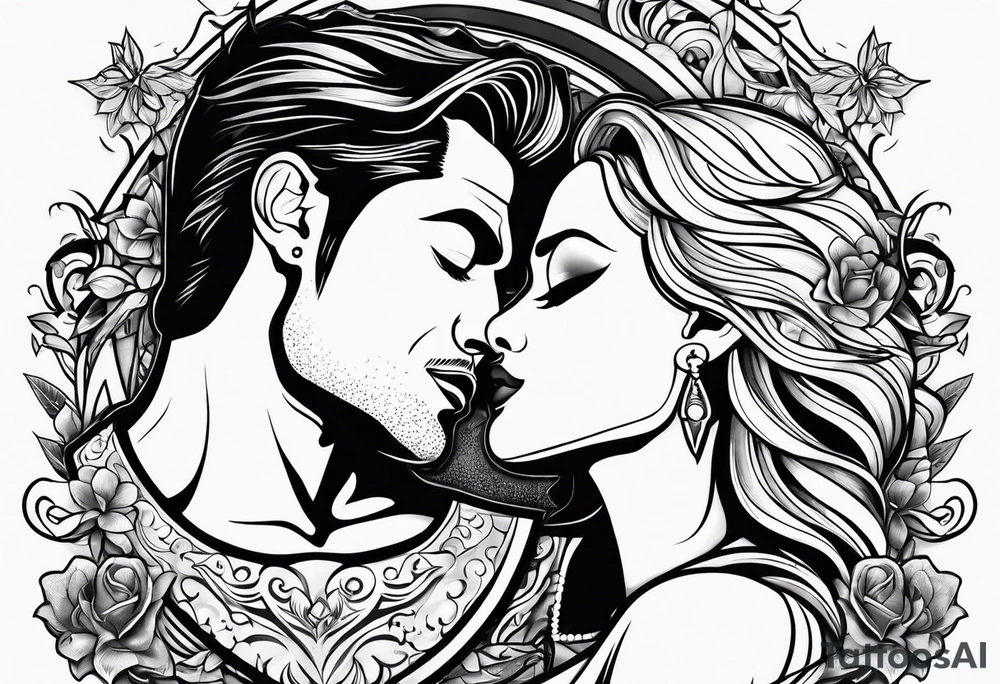 Couple sexy kisses tattoo idea
