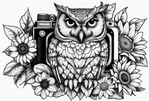 Owl, Nancy, oclides, Monique, sunflower, camera, book tattoo idea
