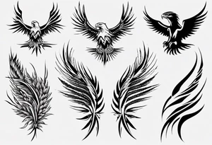 mountains wheat eagle tattoo idea