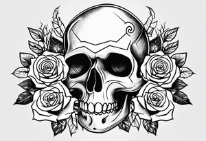 1 skull, 3 roses, metal music, masonic symbol tattoo idea