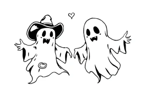 matching silly cowboy ghosts tattoo idea