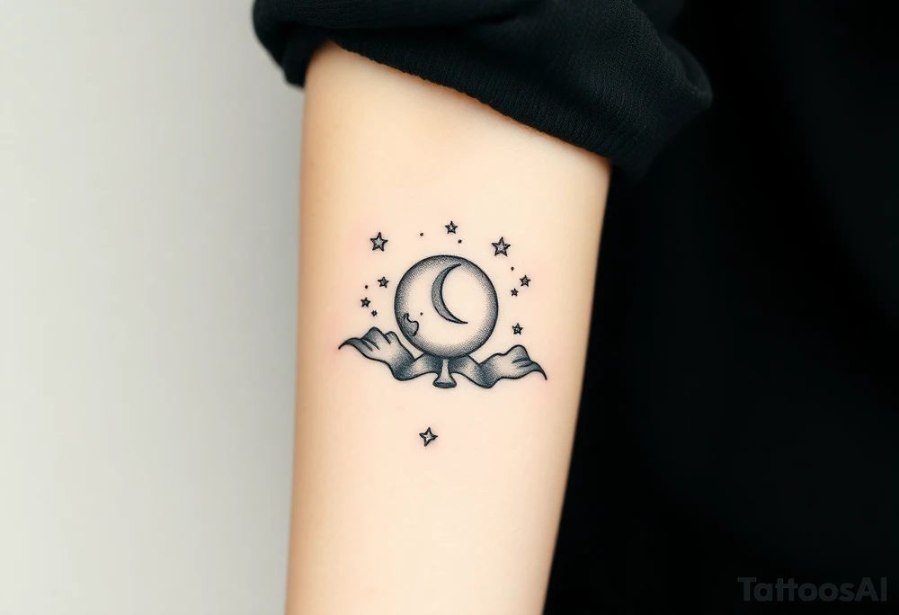 A nighttime scene with stars and a moon tattoo idea