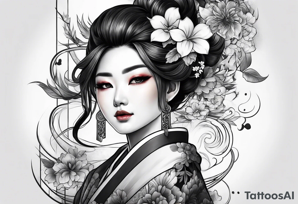 luck combined with japanese culture tattoo idea