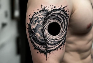 2 different worlds on both sides of a black hole tattoo idea