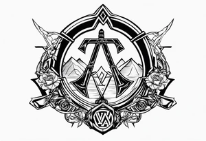 Valhalla valknut shield sword  axe barbed wire tattoo idea
