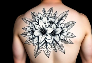 Bouquet made of birth flowers for the months of April May, June and August with exotic foliage like fern leaves and Monstera for arm sleeve
Make them more visible tattoo idea