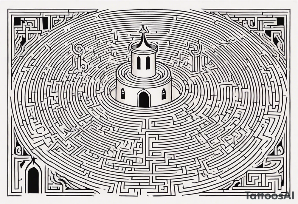 Labyrinth Maze with castle tattoo idea