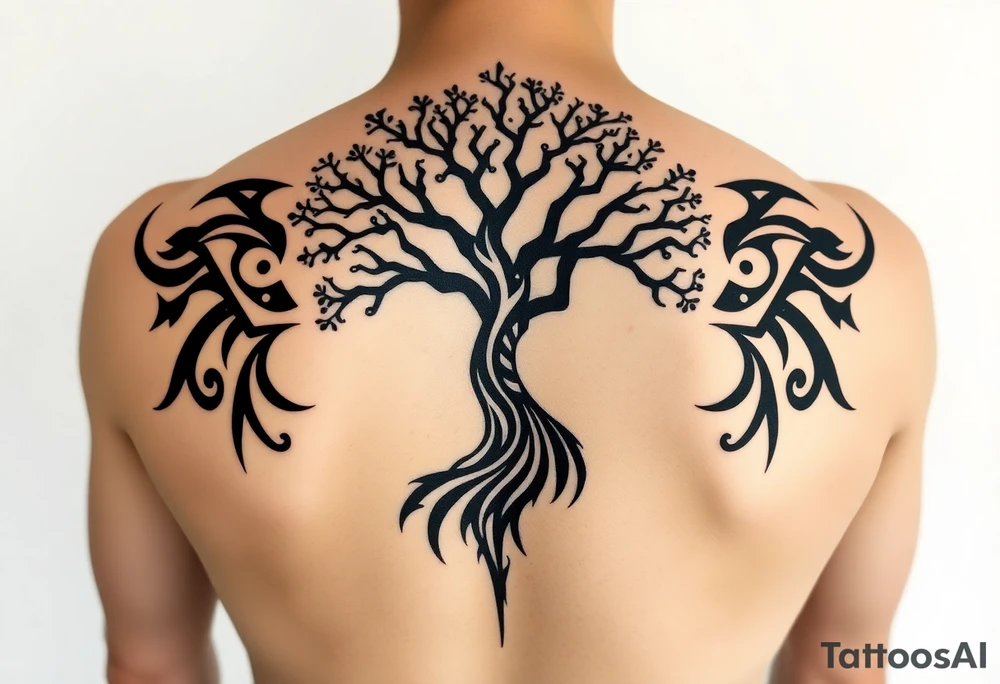 Tree moving in a spiral direction tattoo idea