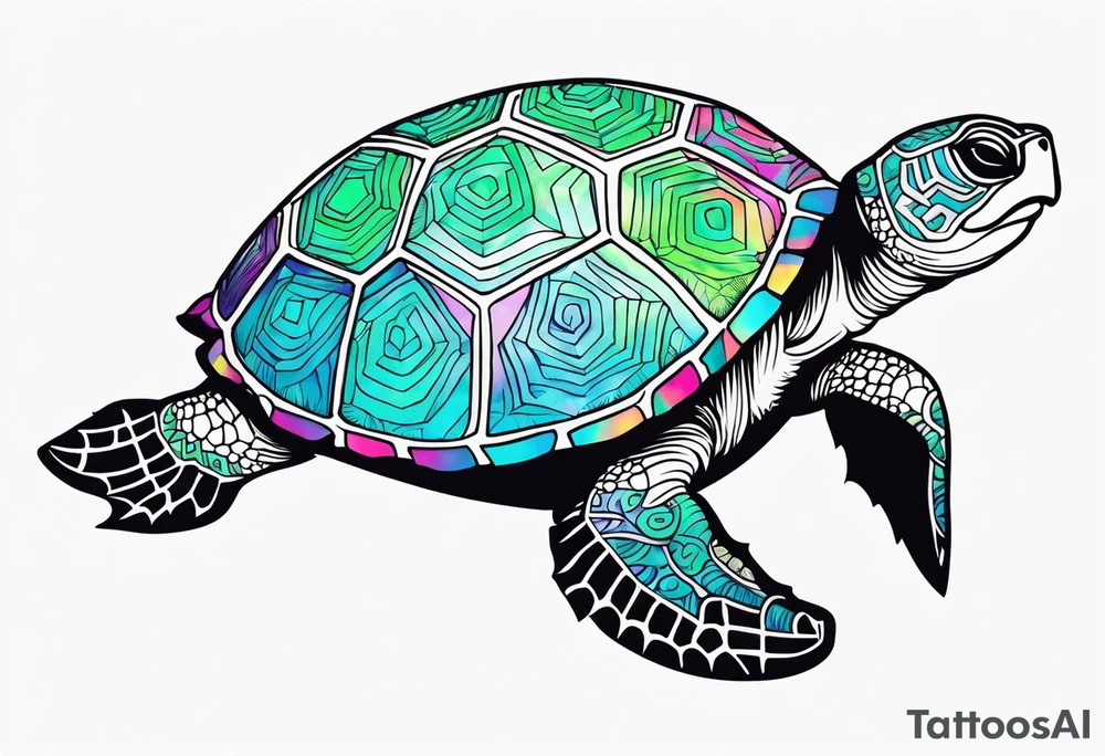 tropical psychedelic turtle, high-angle shot tattoo idea